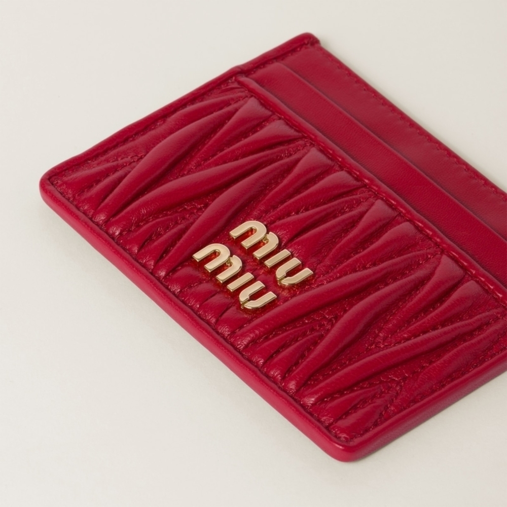 Miu Miu Matelasse Leather Card Case Red - image 3